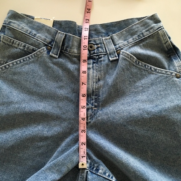 VTG Lee Dungarees Carpenter Shorts Sz 30 Retro Stone Blue Denim Made In USA NWT - Picture 15 of 16